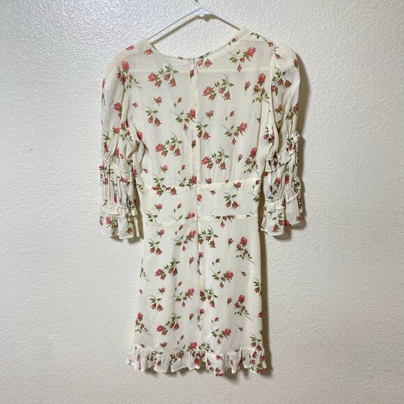 Reformation Laurelei Mini Dress Ivory Floral Size 2 - Picture 10 of 12